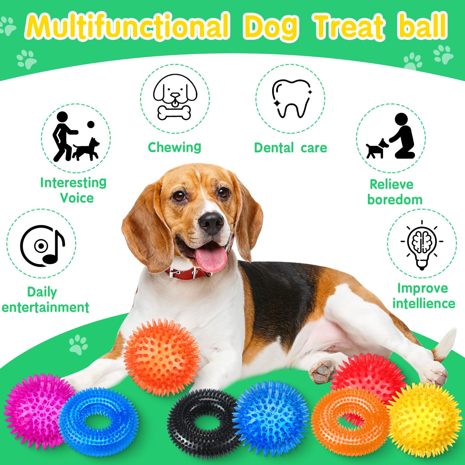 Liliful 24 Pcs Dog Squeaky Toys Include 12 Pcs Dog Squeaky Ball and 12