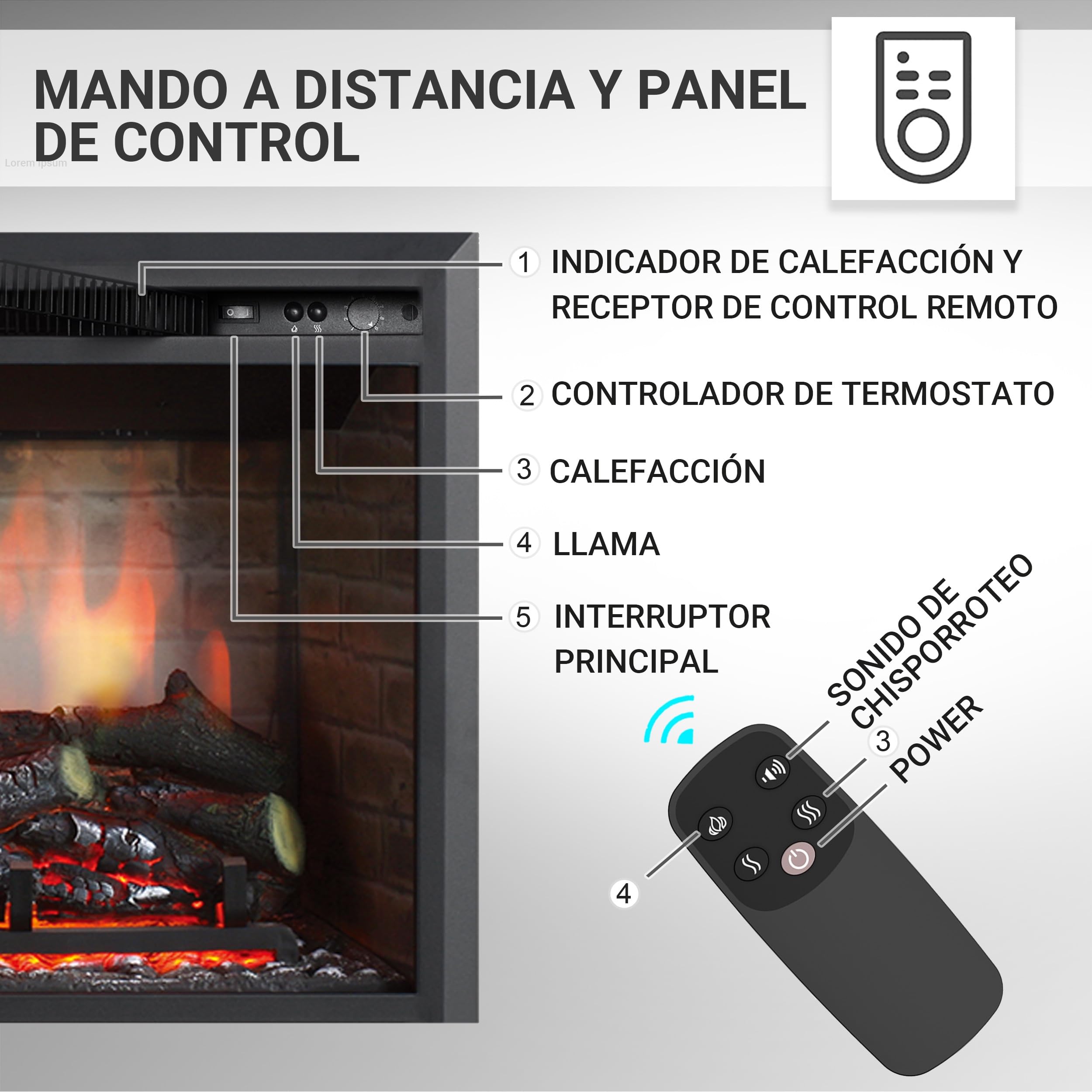 BALDERIA Calida 30 - Chimenea electrica Decorativa empotrable Treinta Pulgadas