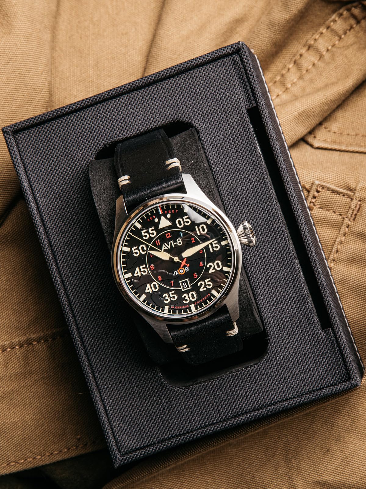 AVI-8 Hawker Hurricane Clowes Orologio da uomo 46 mm automatico Night Reaper edizione limitata con cinturino in pelle AV-4097