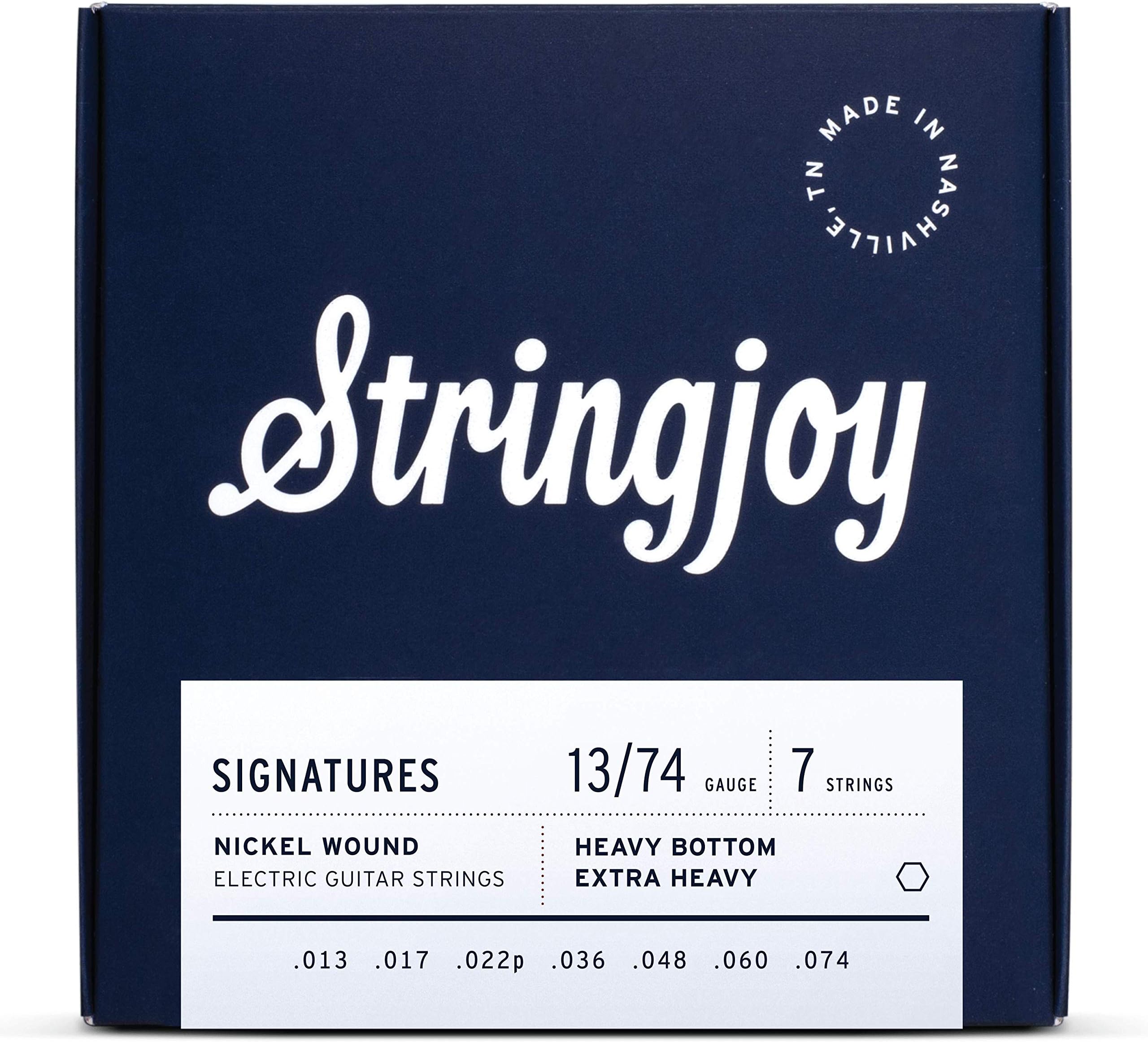 Stringjoy HVY137 7 String Signature Nickel Electric Guitar Strings, (Heavy Bottom Extra Heavy Gauge - 13-74)