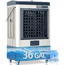 Uthfy 8979 CFM Swamp Cooler, 58" Evaporative Air Cooler with 36 Gal Water Tank, 5 Ice Box, 120&deg; Oscillation, Portable Air Conditioner with 3 Speeds, Outdoor Cooling Fan for Garage, Factory Use, Patio