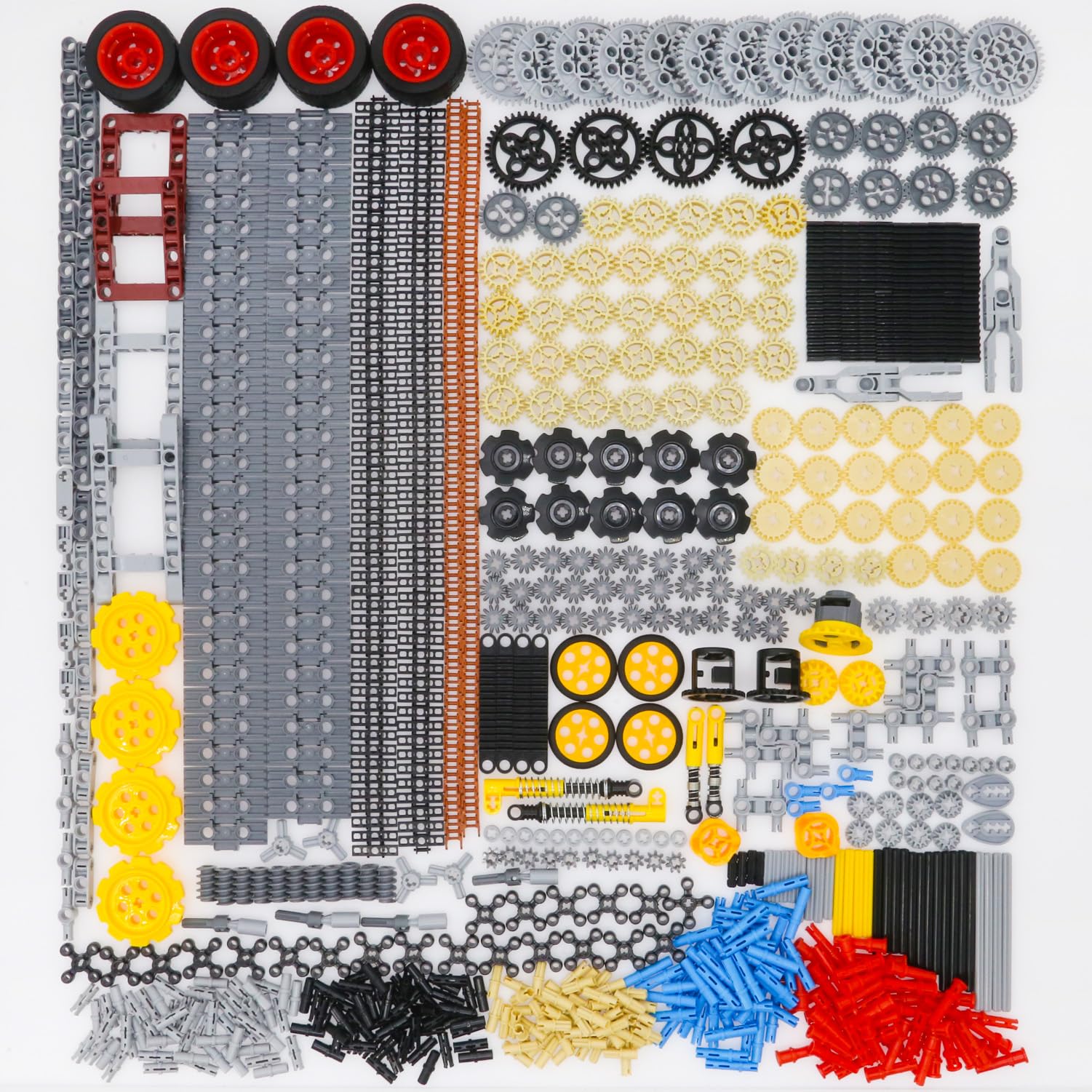 Juego de 846 piezas técnicas compatibles con el juego técnico, marco de ruedas de neumáticos, haz de elevación y pines, kit de repuesto MOC y STEM para bloques de construcción técnicos