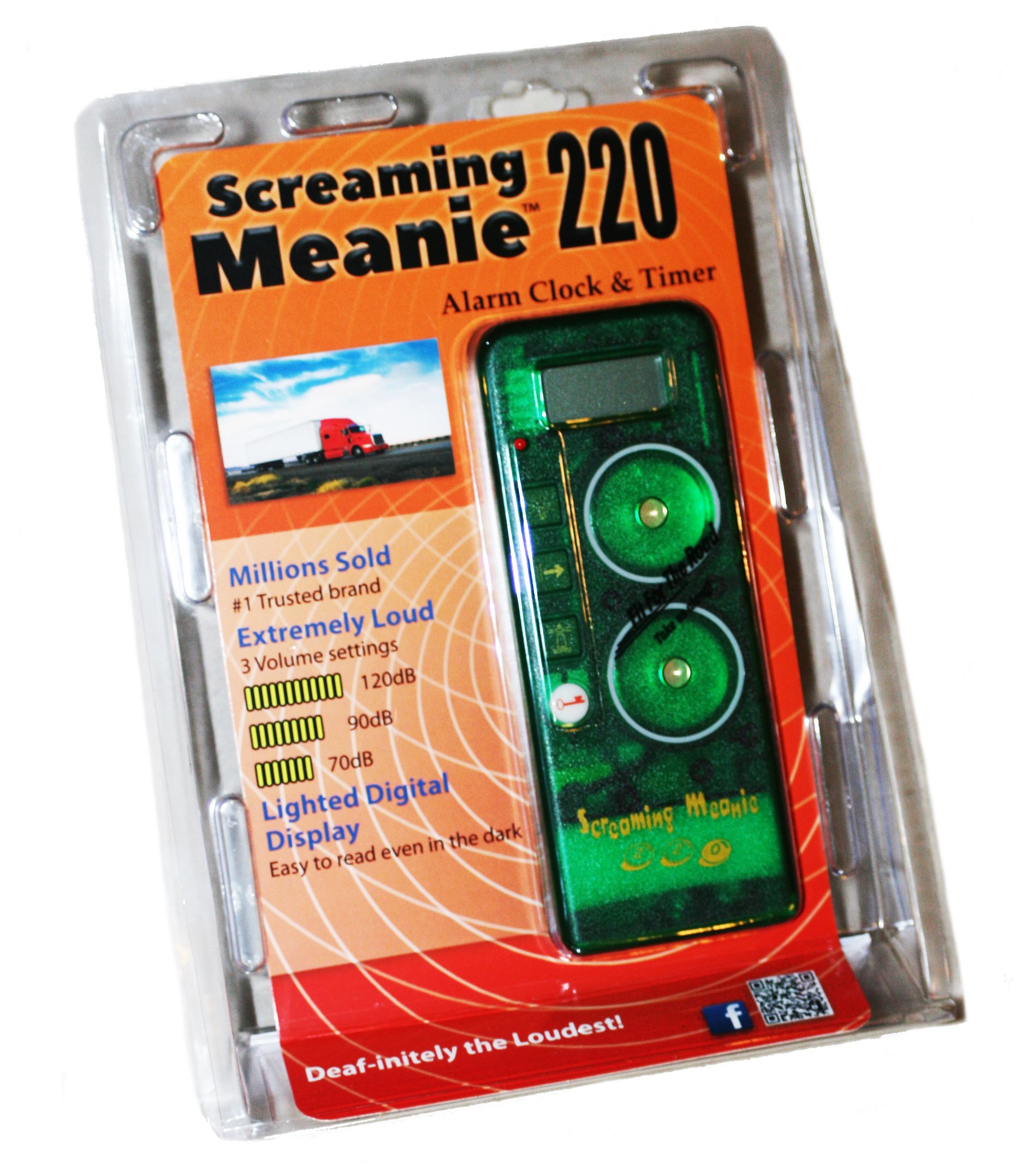 Pacific Cornetta Dark Green Glow in The Dark Screaming Meanie 220 Alarm Clock & Timer
