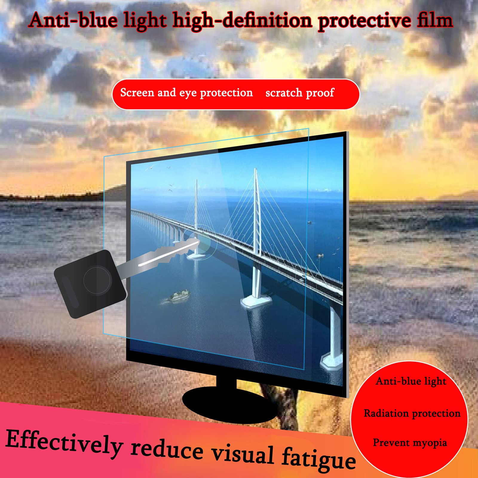 Protector De Pantalla De TV Antirreflejo 40-43 Pulgadas, para LCD Led, Luz Antiazul, Protección contra La Radiación, para Televisor LCD, Led y Plasma HDTV,Matte-42inch(930x525mm)