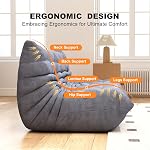 Full Foam Three Seater Sofa – Bean Bag Chairs Floor Couch for Adults, Waterproof Upholstery, Armless Fireside Lounge Chair for Living Room, Apartment, or Office (Grey)
