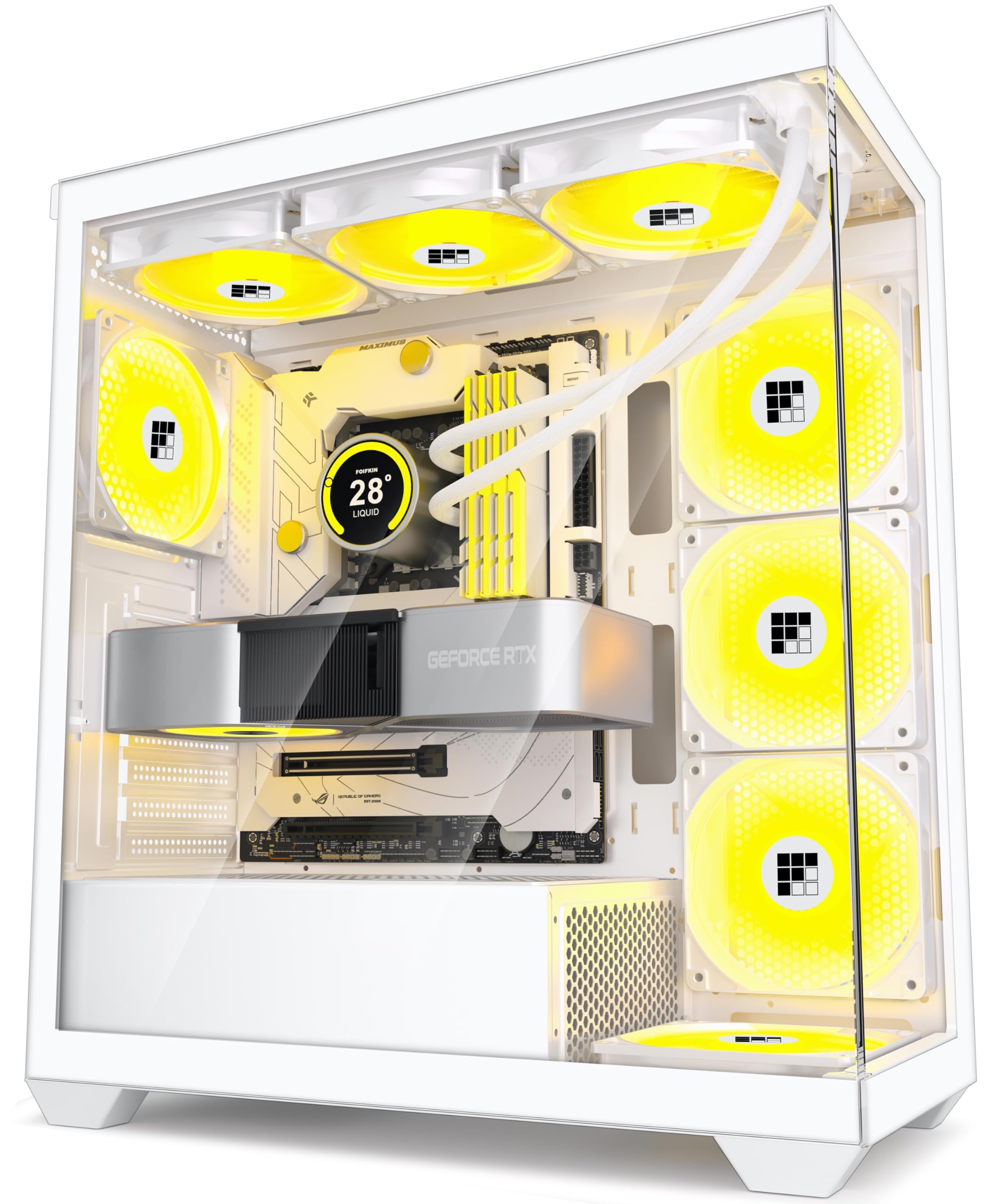 FOIFKIN F3 Case PC – Ventola preinstallata 3 PWM ARGB, ATX Mid-Tower Gaming PC case, 270° vetro panoramico, con Type-C (bianco, F3)
