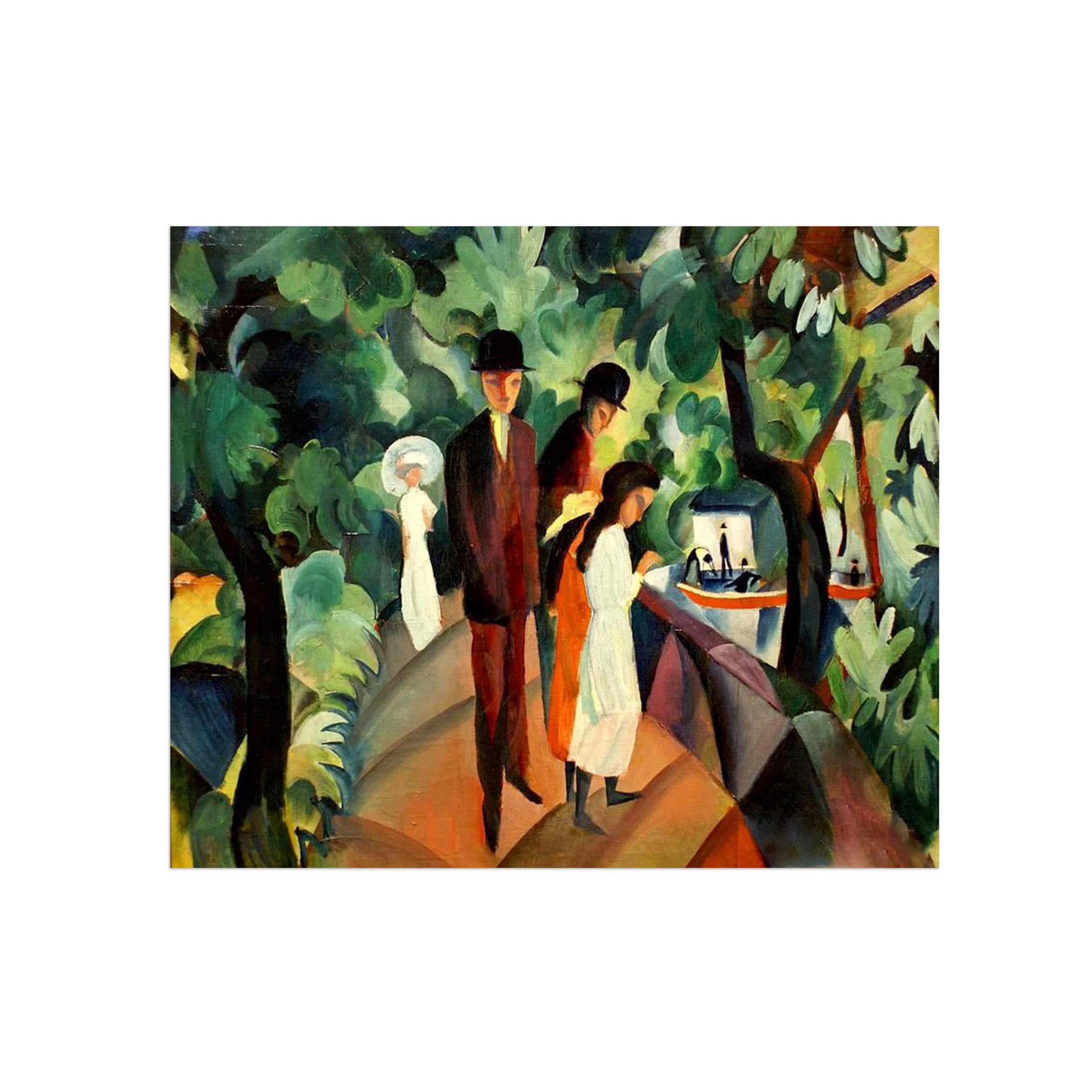 Sdyskkug Unframed August Macke Famous Wall Art For Living Room. Walk On Bridge. Canvas Artwork Picture. Prints Reproduction Modern Home Decor 72X60cm