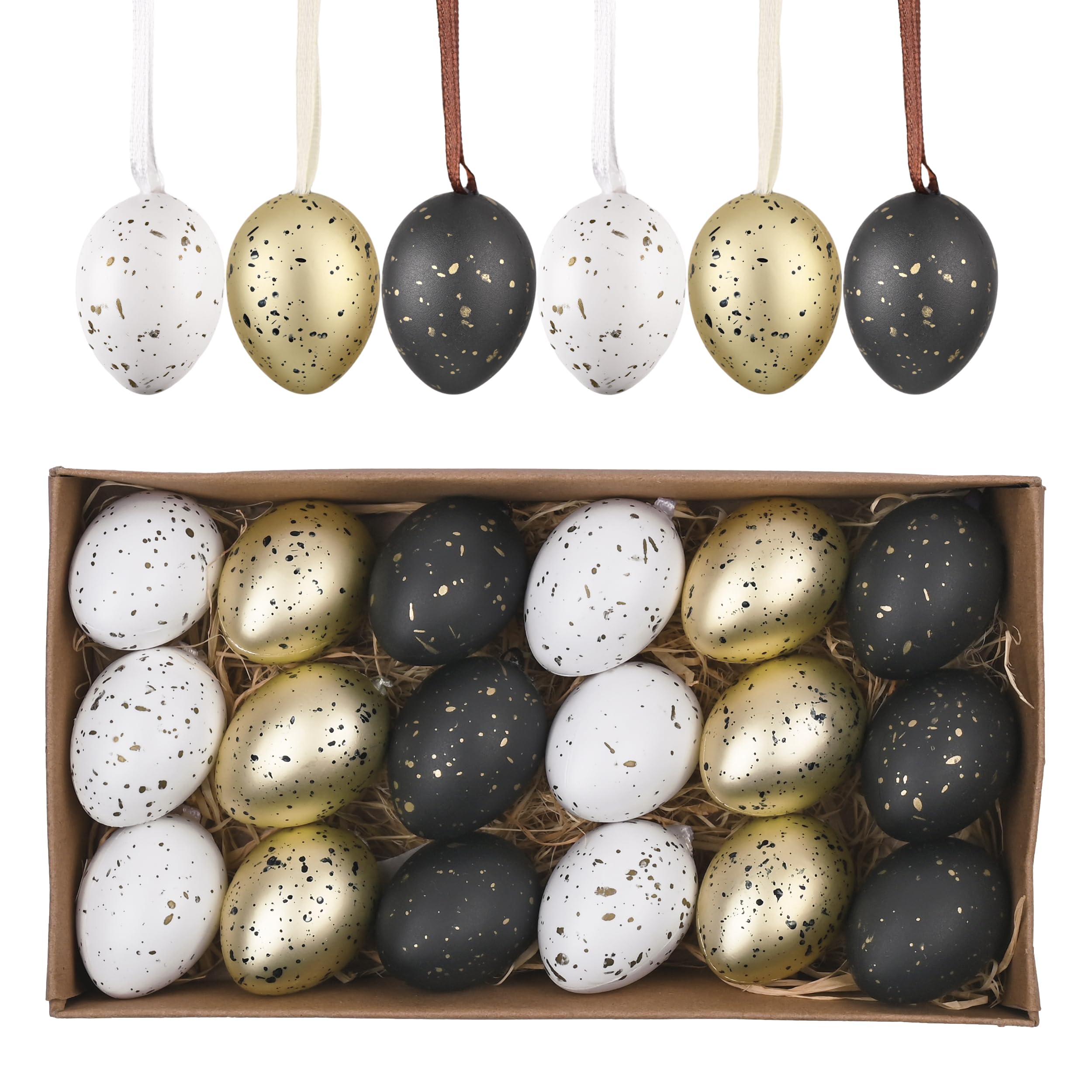 Valery Madelyn 40er Ostereier zum Aufhängen für Osterdeko,künstliche Ostereier für Ostern Deko,Grün Braun Osterschmuck Set Osterküken Blumen für Frühlingsdeko Osterbäume,Ostern Geschenke Kinder