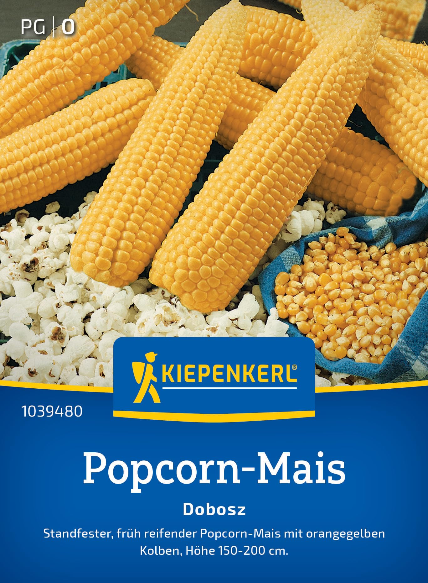 Kiepenkerl Popcorn-Maissamen Dobosz 1039480 für 25 Pflanzen - Früh reifende, robuste Gemüsesamen für köstliches Popcorn - Perfekt für Popcorn selbst machen