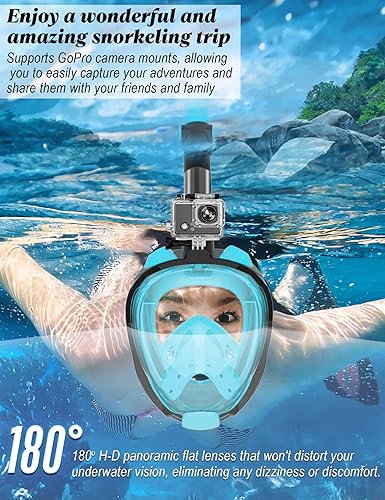 Miniatura 3 de WSTOO Full Face Snorkel Mask, Dry Top Snorkeling Gear for Adults, 180° Panoramic Foldable Design with Camera Mount, Safe Mouth/Nose Breathing,