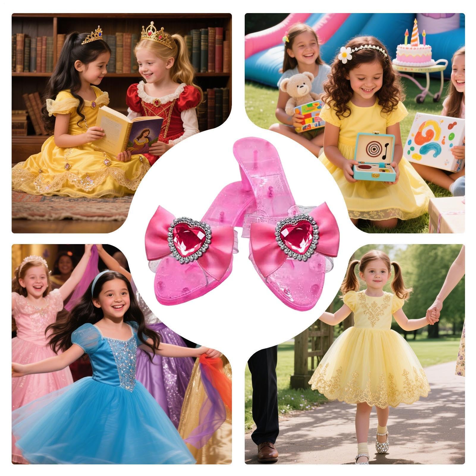 Scarpe da Principessa per Bambini, Scarpe da Principessa alla, Tacchi Alti per Cosplay per Ragazze, Tacchi Alti Antiscivolo, per Costumi Cosplay per Palcoscenico, Ballo in Maschera