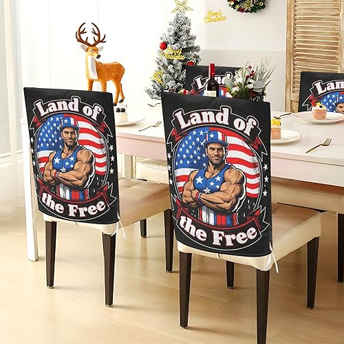 Miniatura 4 de 4th of July Independence Day Land of Free Decorative Covers for Chairs for Ceremony Anti-Dust Parson Chair Covers forro para sillas de comedor 6