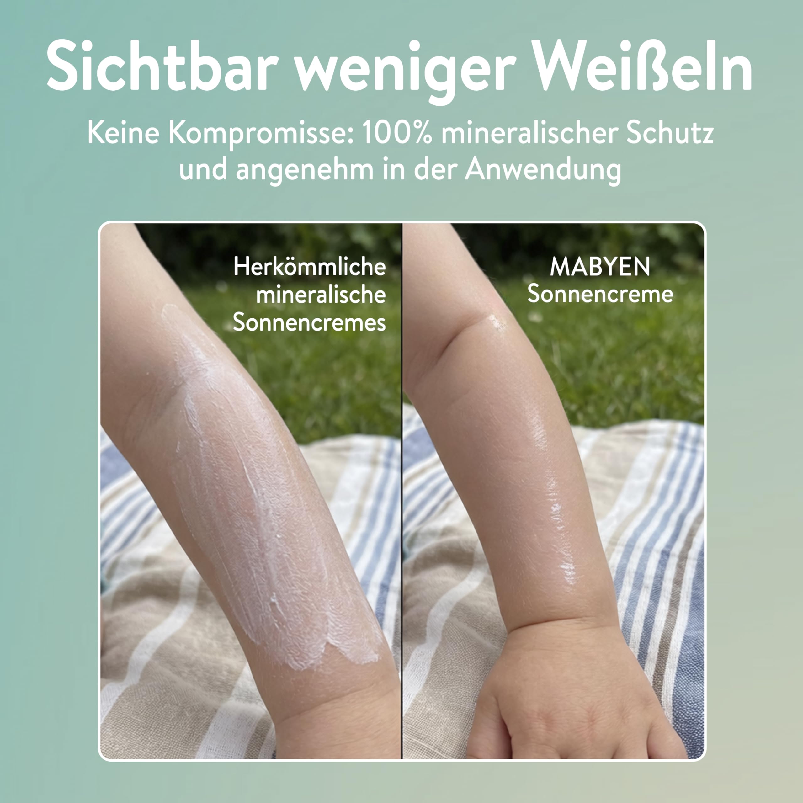 MABYEN Crème Solaire Bébé & Enfants SPF 50 – Protection 100% minérale, sans parfum, résistante à l’eau – Idéale pour les peaux sensibles