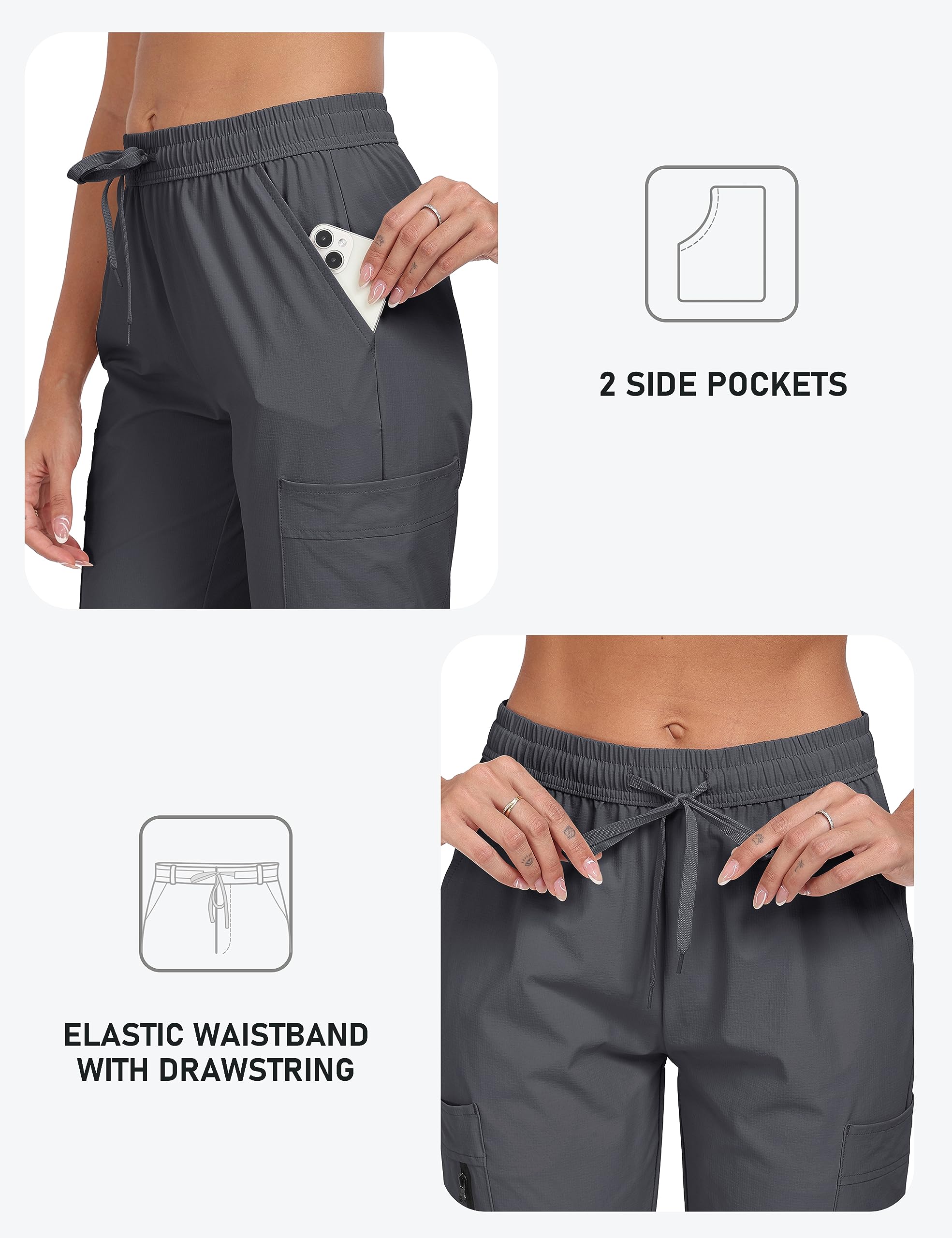 MoFiz Damen Cargohose Leichte Wanderhose Atmungsaktiv Trekkinghose Workout Casual Outdoorhose