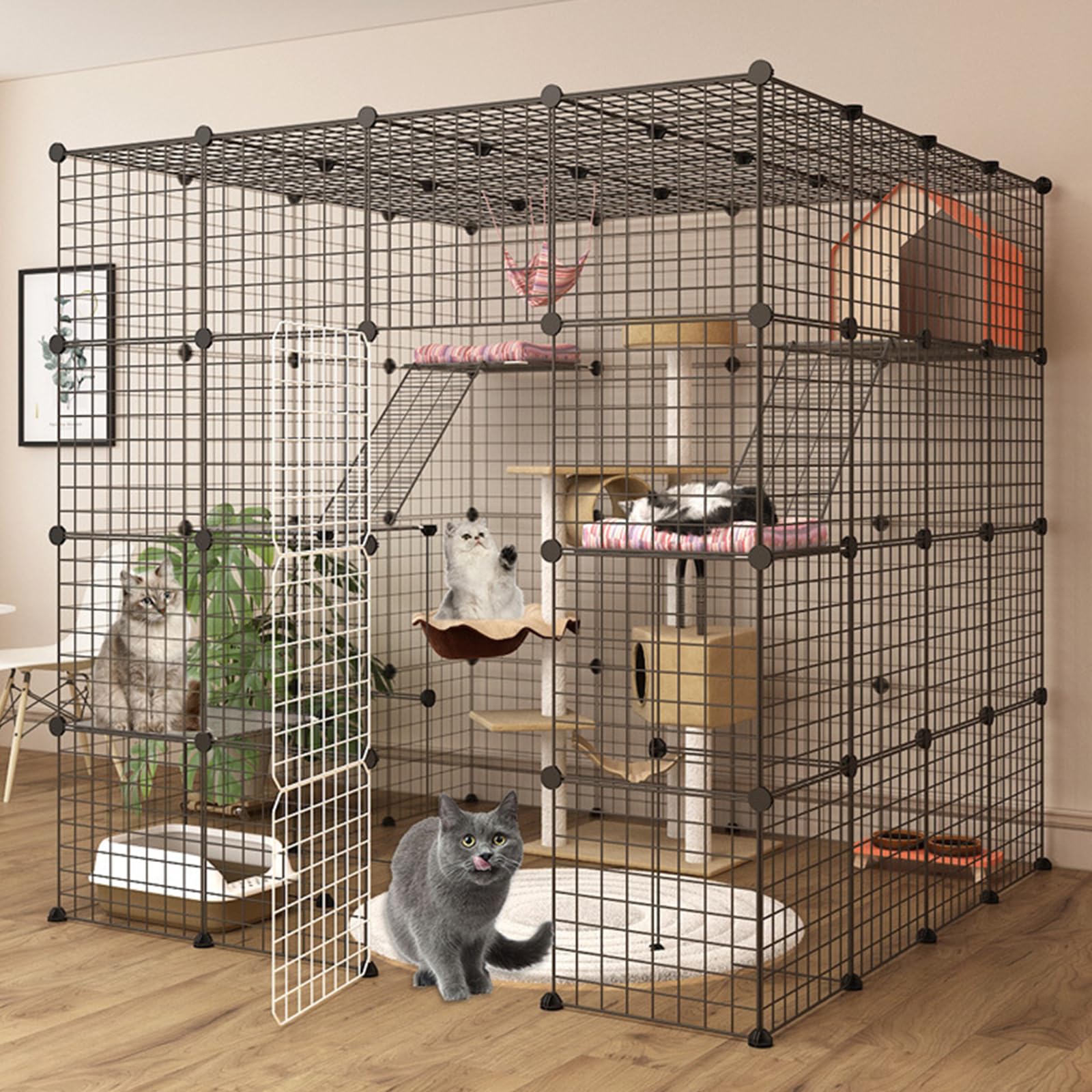 Gabbia Per Gatti Da Interno Con Lettiera, Perfetta Per Uso Esterno, Gabbia Per Gatti Da Interno