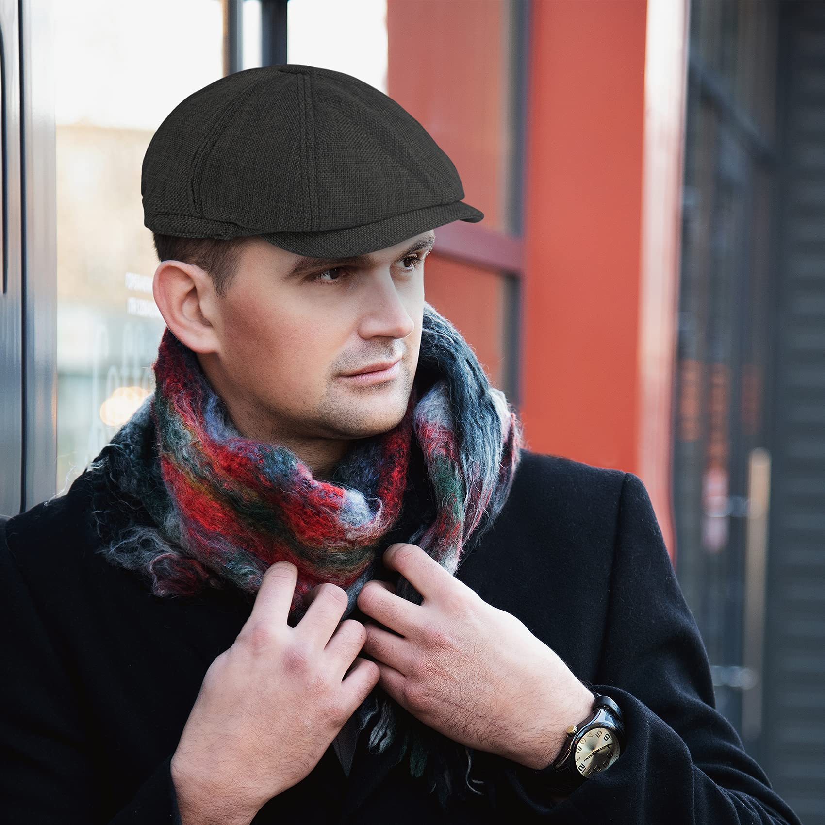 Casquettes Plates Chapeau Gatsby à 8 Panneaux Peaky Herringbone Casquette Gavroche Baker Boy Chapeaux Irlandais Fashion Ivy pour Hommes Femmes avec Bande Élastique