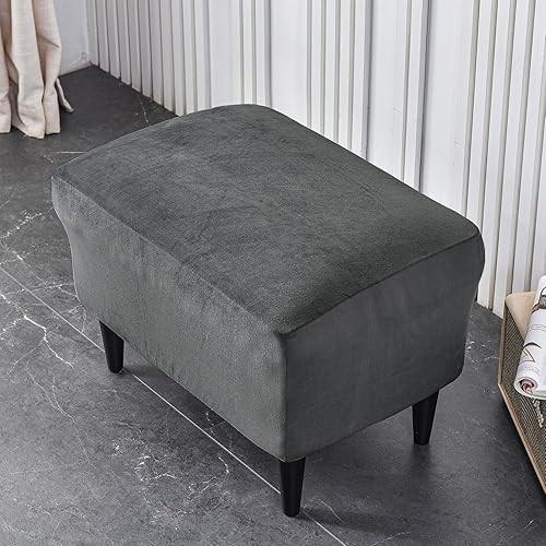 Miniatura 2 de PENDEJATO Fundas otomanas elásticas, funda otomana de terciopelo, funda rectangular de almacenamiento para taburete, funda para reposapiés para sala