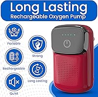 Vista 9 de FISHERNOMICS Bomba de aire portátil ultra silenciosa para acuario con accesorios, bomba aireadora de cebo con batería recargable con uso de larga