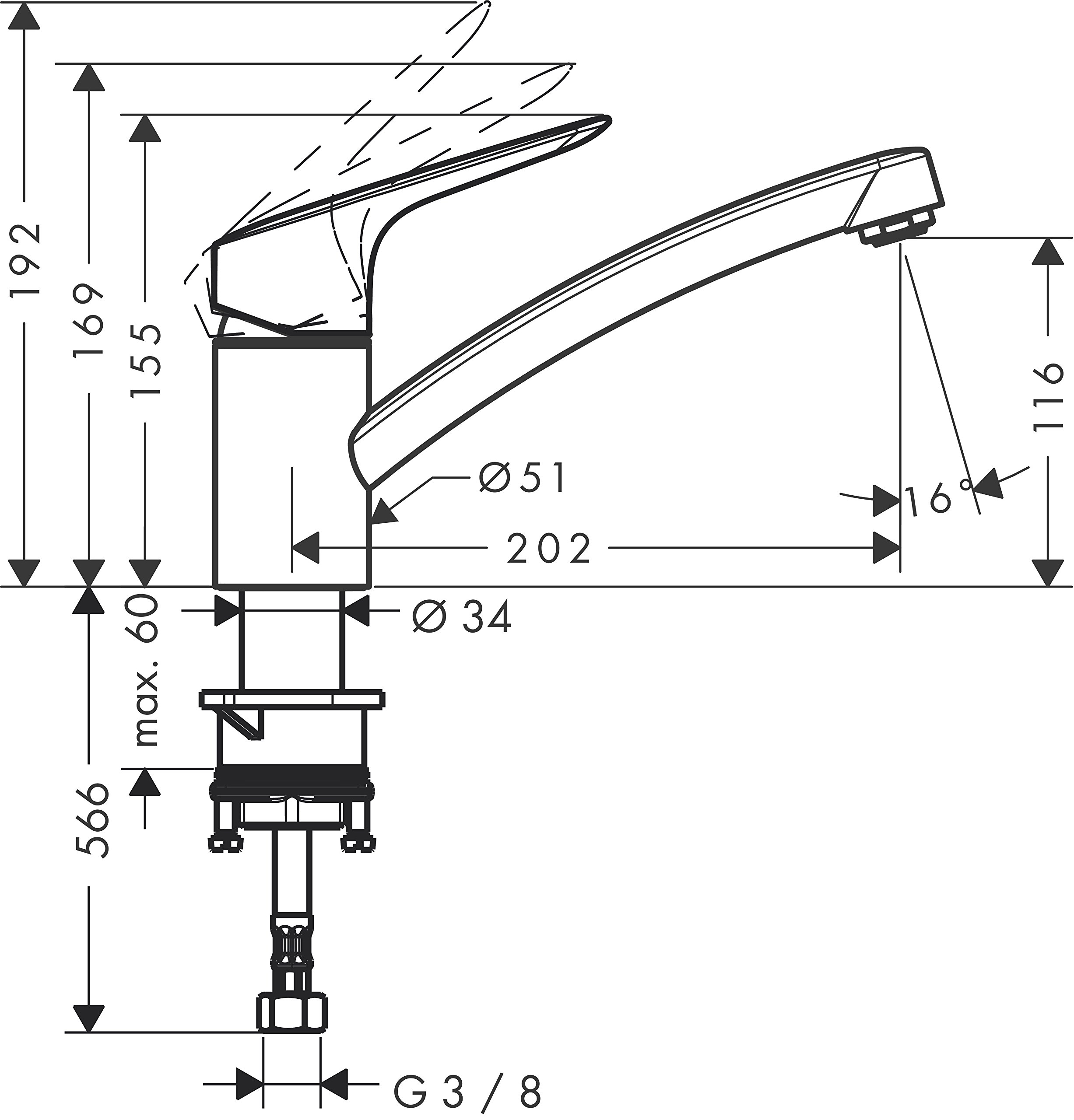 Hansgrohe 13860000 Mysport S bateria zlewozmywakowa do zlewów kuchennych, z dyszą obrotową 360°, szara, 13860800