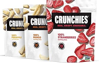 Crunchies Freeze-Dried Fruits, 100% All Natural Crispy Fruit, Non GMO and Kosher, Resealable Freeze Dried Fruit Snack Packs, Pack of 6 (Tropical Variety Pack)