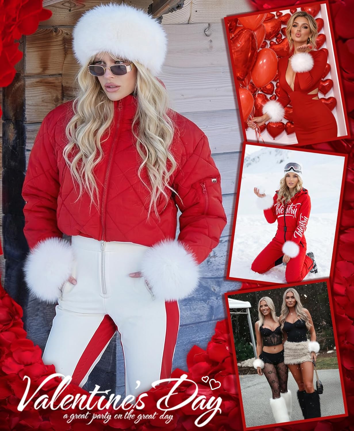 RSLOVE Faux Fur Wrist Cuff - Winter Furry Wrist Cuff Warmers for Women Girls Fuzzy Arm Warmers Halloween Santa Costume - Image 5