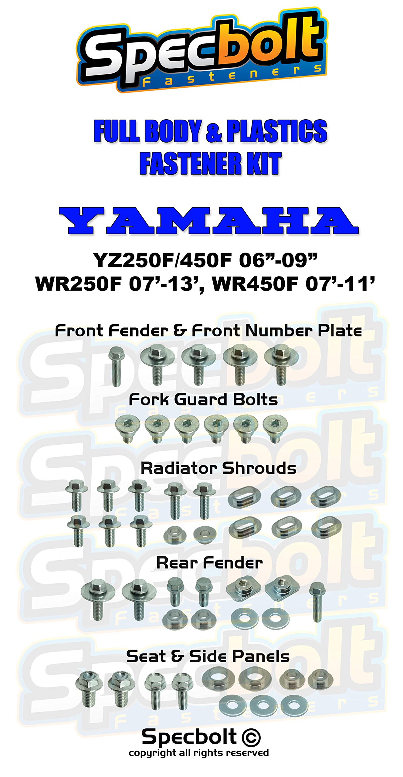 Plastic Kit For Yamaha YZ 125-250 From 2015 To 2020 With Fork Guards