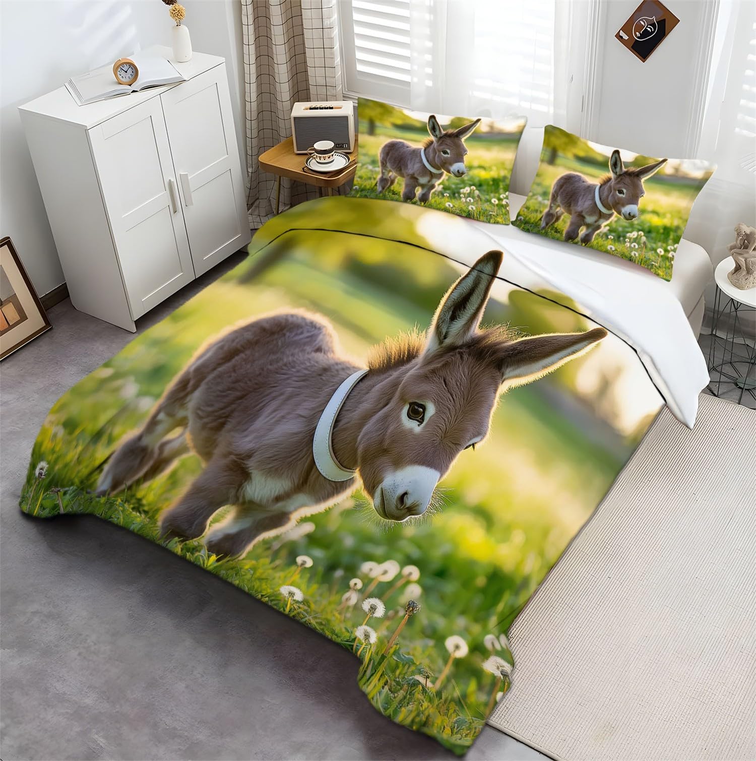 Poszewka na kołdrę urocze zwierzę osioł portret pościel 230 x 220 cm poszewka dekoracja pokój zestaw pościeli dla dzieci młodzieży dorosłych nowoczesny szary