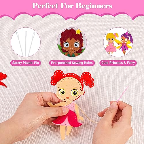 Miniatura 4 de PP OPOUNT Kits de costura de hadas para niños, artes y manualidades para niños de 6 a 12 años, aprende a coser manualidades rellenas, kit de costura