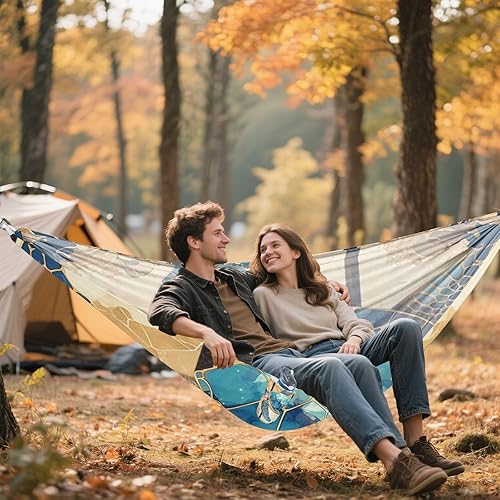 Miniatura 8 de Hamacas de tortuga bohemia azul con capacidad de 330 libras con cuerda para colgar, hamaca de tela para interiores y exteriores, patio, macas