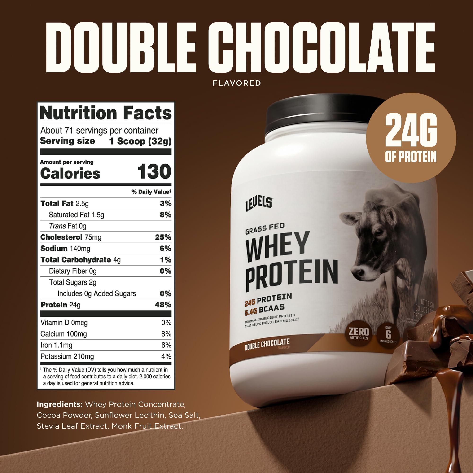 Levels Whey Protein Powder, No Artificials, Double Chocolate, 5LB — Amazon image 3