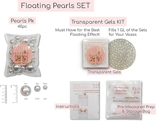Miniatura 3 de Perlas plateadas flotantes  Brillantes  Tamaños Jumbo  con kit de geles de agua transparentes imprescindibles para el mejor efecto flotante  Llena 1