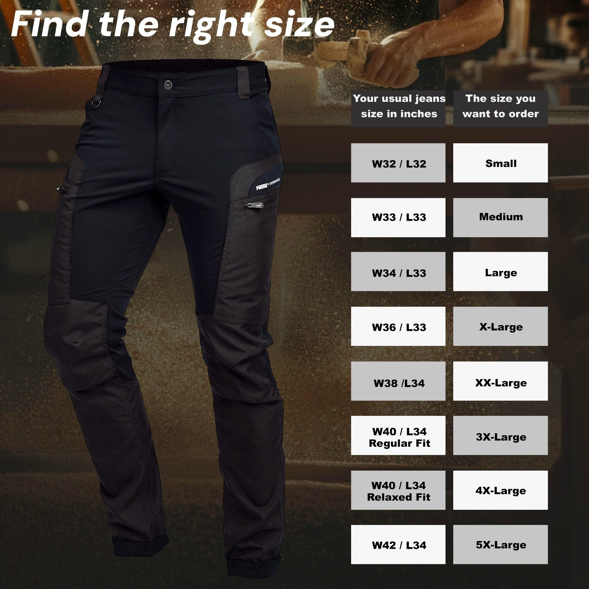 PUMA Workwear Pro-One Outdoor spodnie robocze – wytrzymałe, oddychające i trwałe – idealne spodnie do wędrówek, wspinaczki górskiej, bushcraftu i prac na zewnątrz