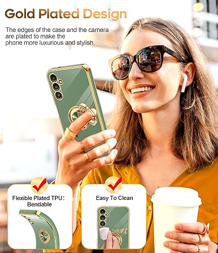 Miniatura 6 de LeYi Funda para Samsung Galaxy A14 5G con protector de pantalla de vidrio templado 2 unidades Soporte de anillo giratorio de 360, soporte magnético,