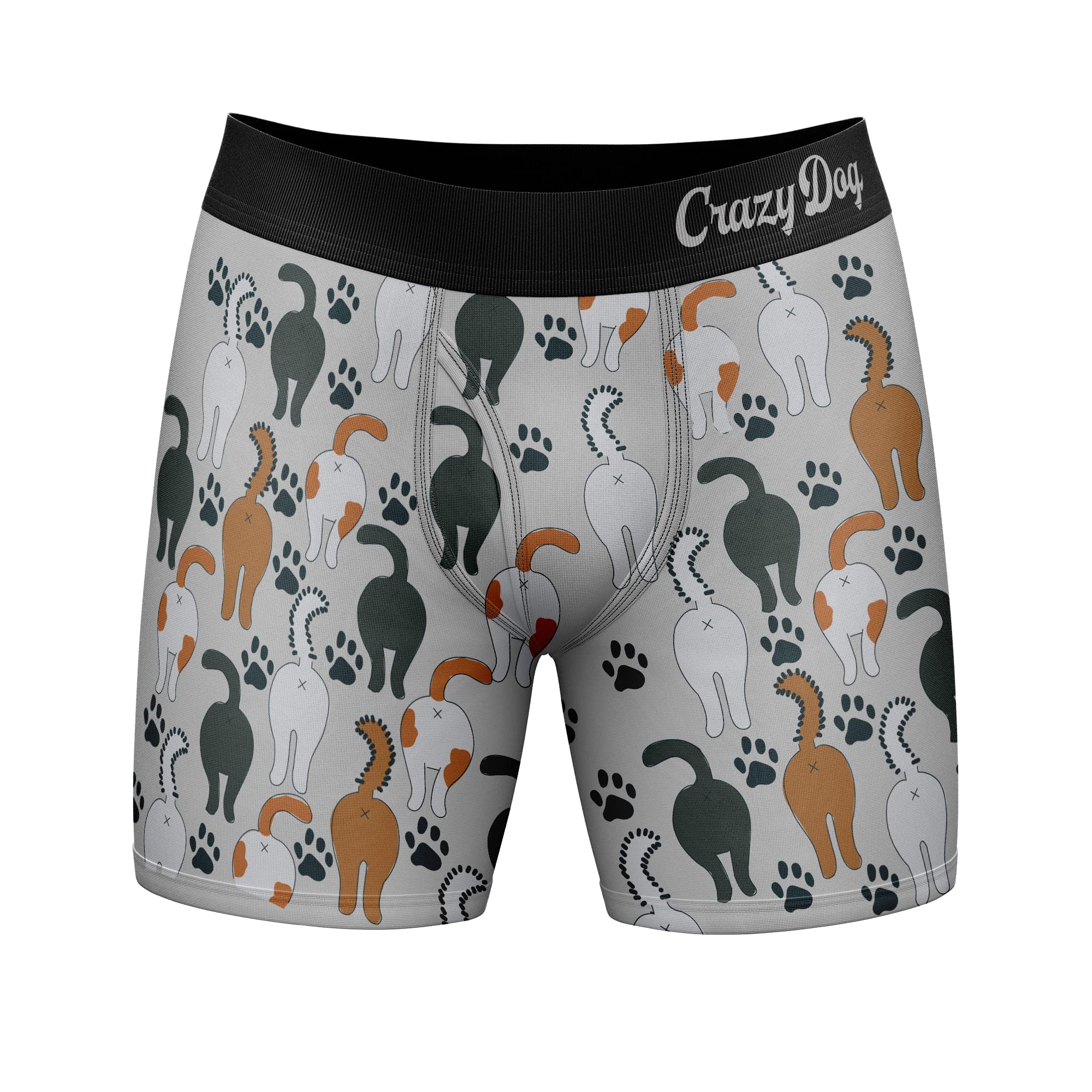 Crazy Dog T-ShirtsMens Guess What Cat Butt Boxers Funny Sarcastic Kitten Butts Joke Saying Novelty Underwear For Guys