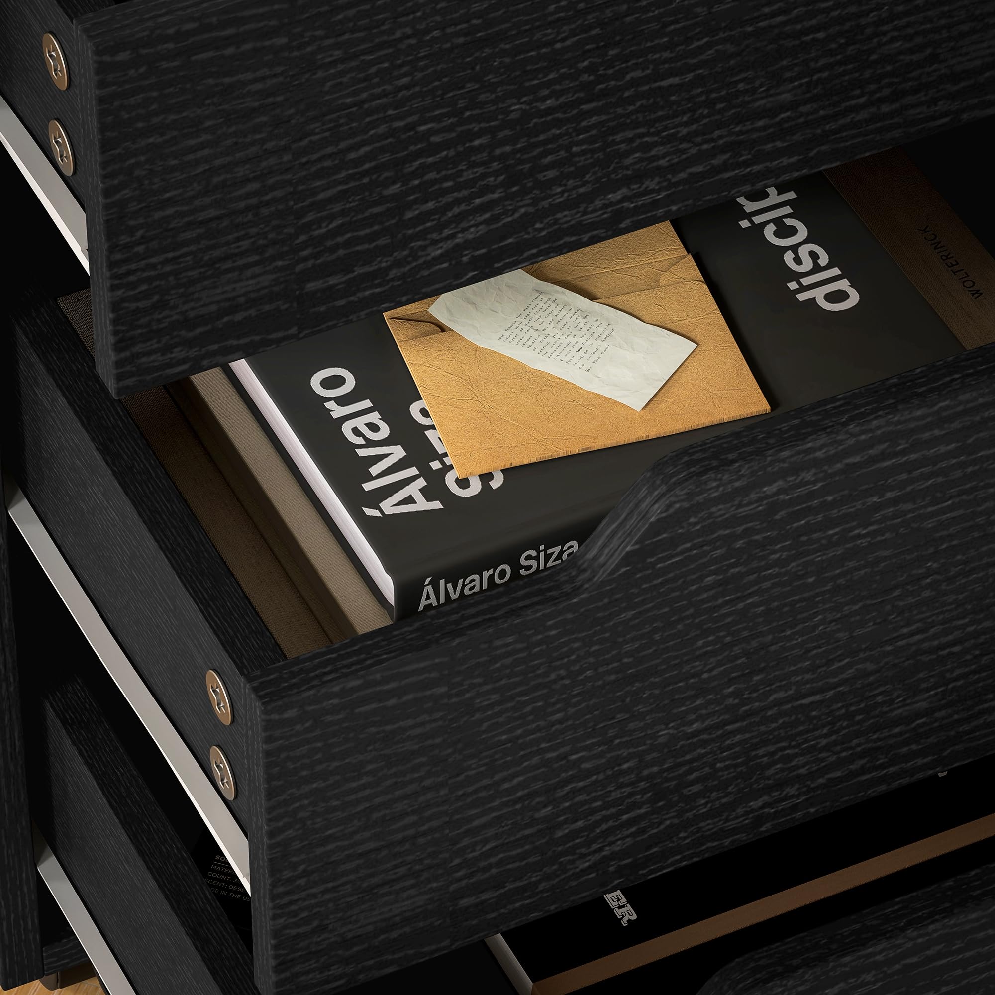 HOMCOM Cassettiera da scrivania mobile con 3 cassetti, mobile da scrivania su ruote, per documenti e stampante, scatola compatta per lavoro o camera da letto, 40 x 50 x 57,5 cm, nero