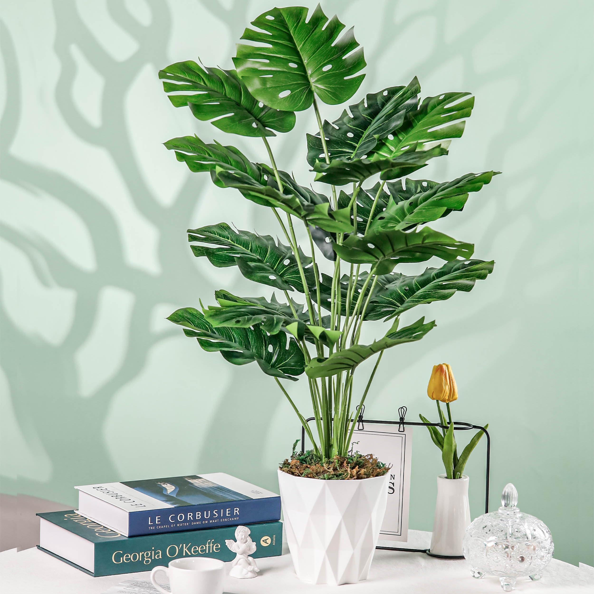 Der Rose Piante finte di Monstera, alte 71 cm, in vaso bianco, per interni, decorazione per casa, ufficio, soggiorno