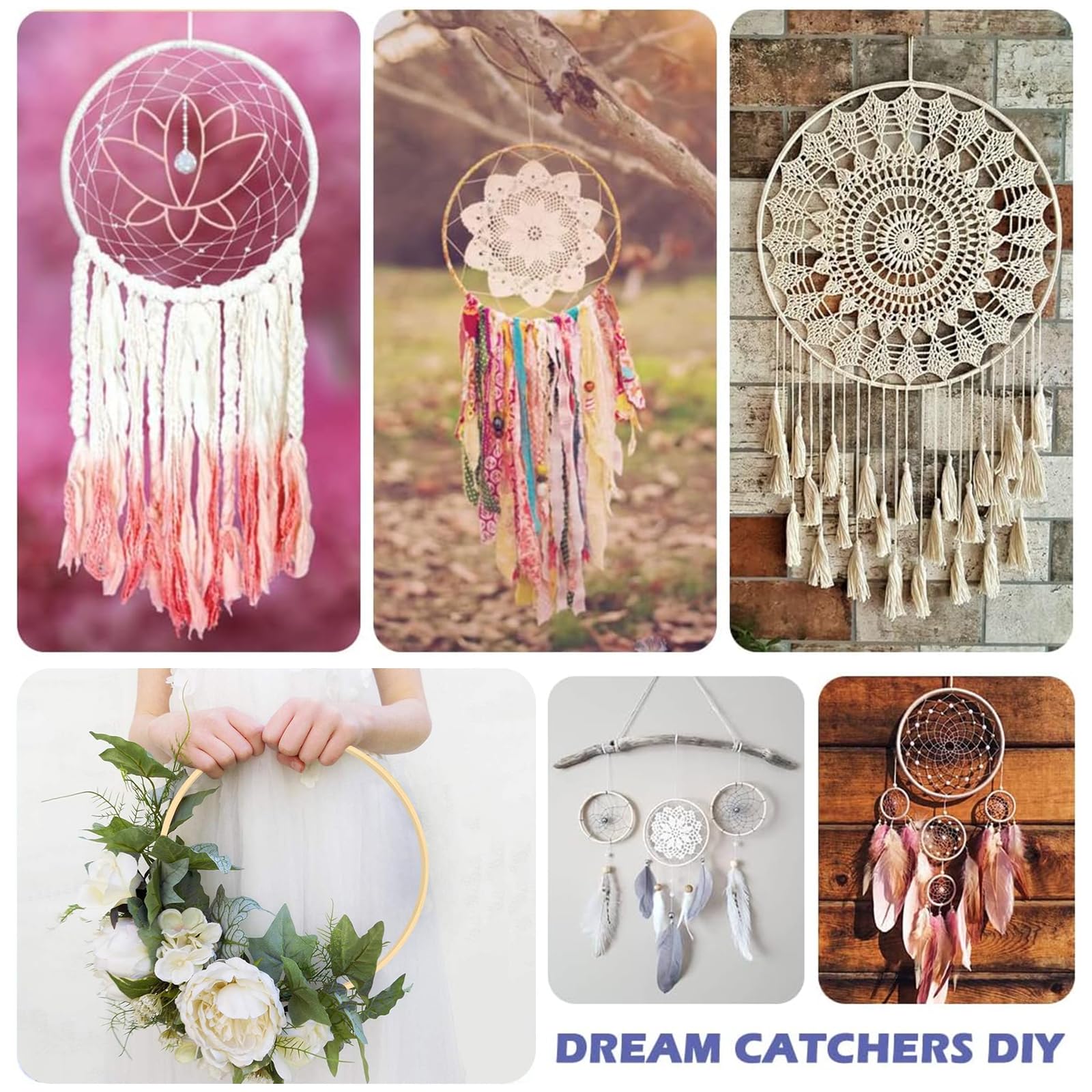 Wekuw 12 Piezas Aros de Madera, Bambú Aros para Atrapasueños, Aros Anillos de Madera para Decoración de Coronas Atrapasueños, Bricolaje Navidad o Guirnalda de Boda Dream Catcher Wall Craft