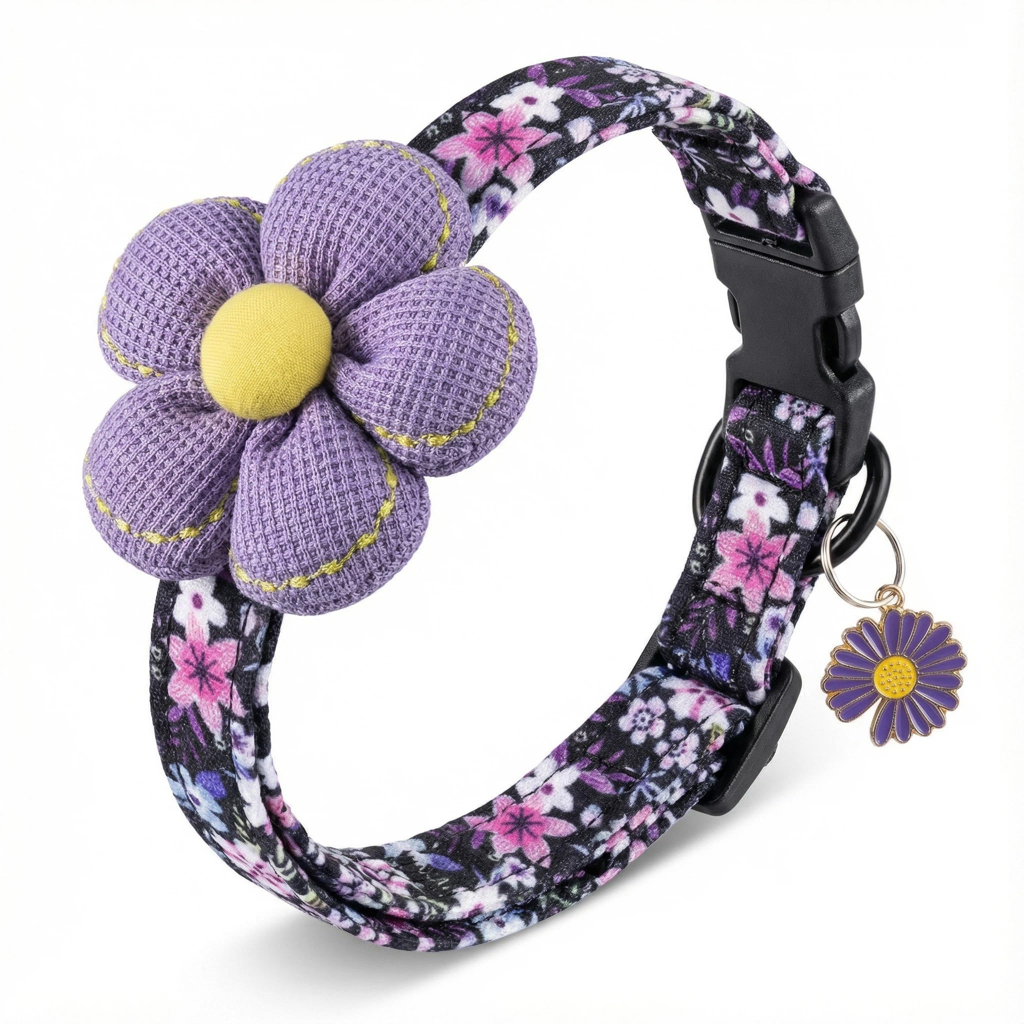 Small Dog Collar with Flower, Dog Collars for Small Dogs for Female Male Dogs Cute Dog Collar with Pendant Purple S: for small dog