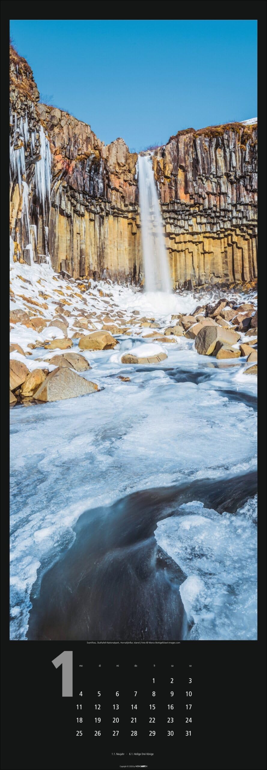 Wasserfälle - Kalender 2027 - Fotokalender im Vertikalformat - Weingarten-Verlag - Wandkalender mit kraftvollen Naturaufnahmen - 34 cm x 98 cm