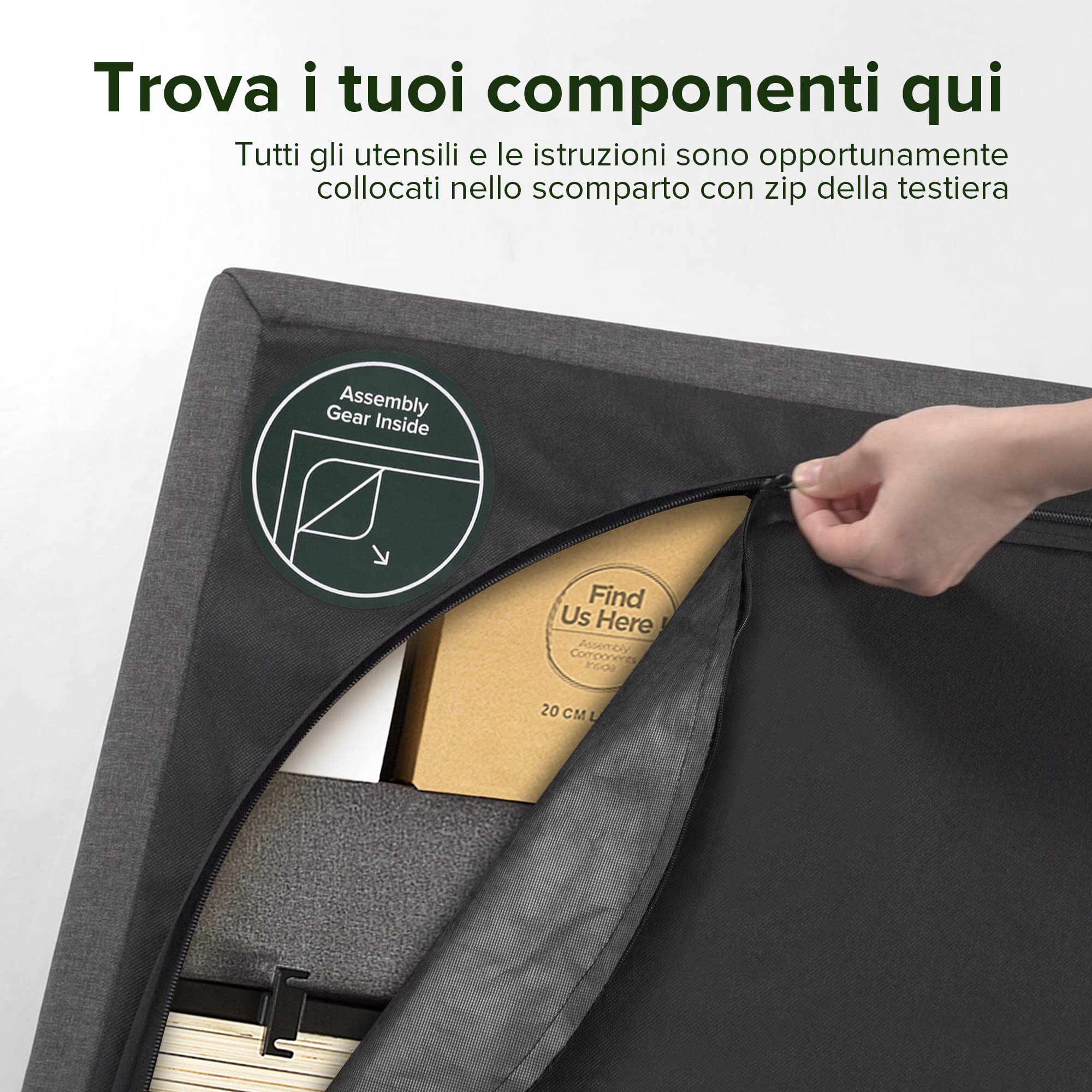 Letto A Piattaforma Zinus Omkaram 160x190 Cm - Testata Imbottita Blu - Foto 4