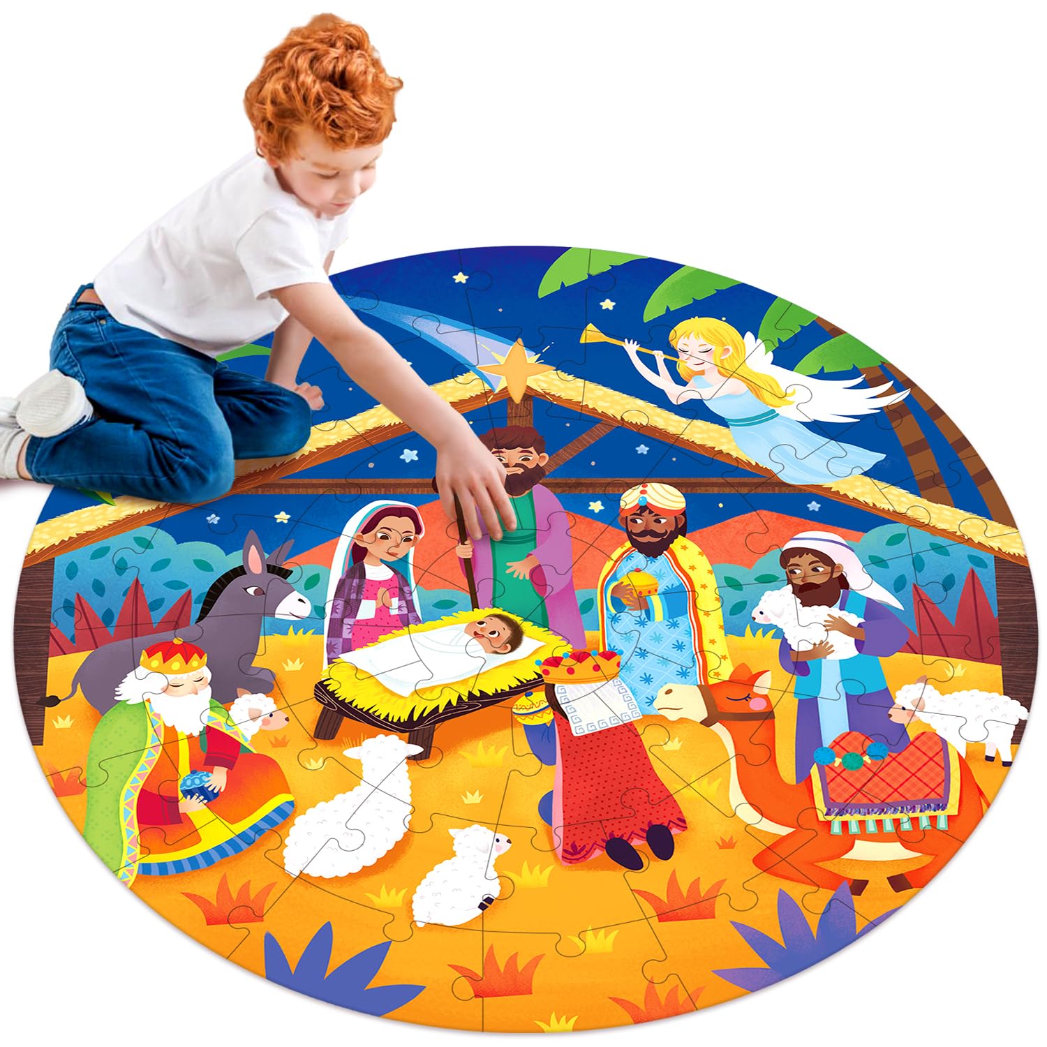 Amazon.com: MoinKidz Wooden Nativity Puzzle for Kids Ages 4-8