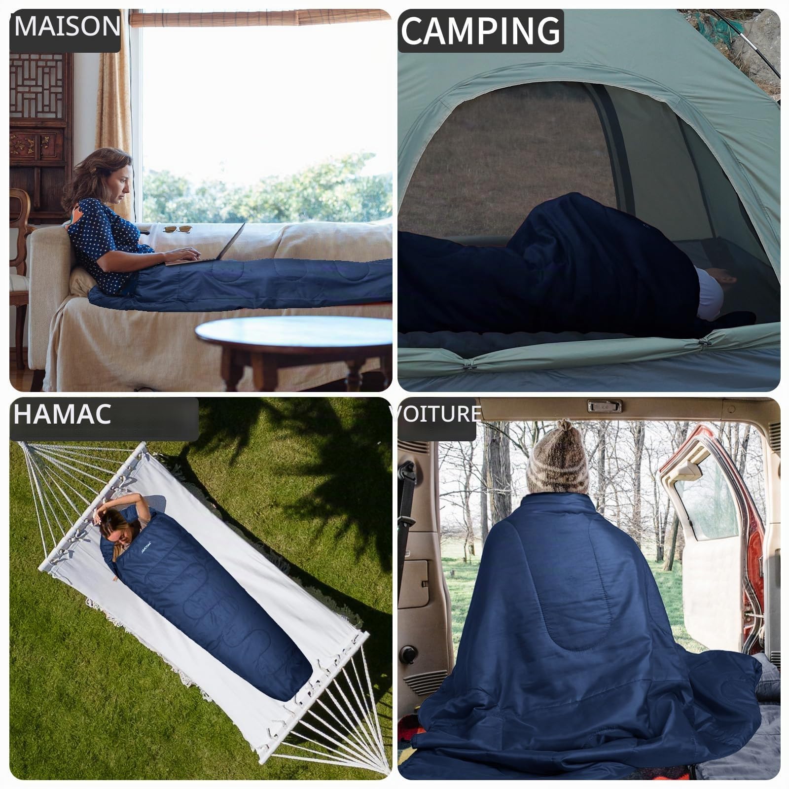 JAICOM Sac de Couchage, Ultraléger Duvet 1 Personne Grand Froid - Sac de Couchage Sarcophage pour Adultes pour Le Camping, Le Sac à Dos, l'intérieur et l'extérieur