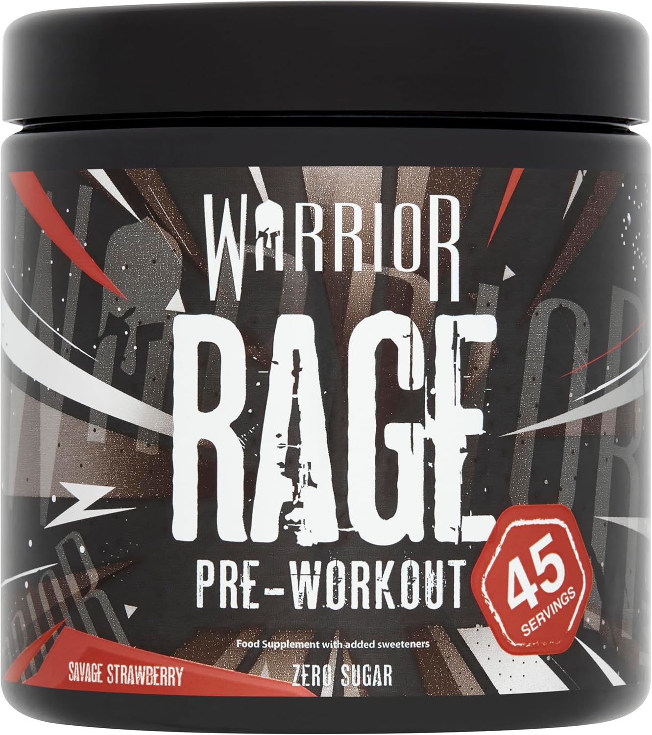 Warrior Rage – Pre-workout Poeder – 392 g – Energiedranksupplement met vitamine C, bèta-alanine en creatinegluconaat – 45 porties (aardbei van de savage)