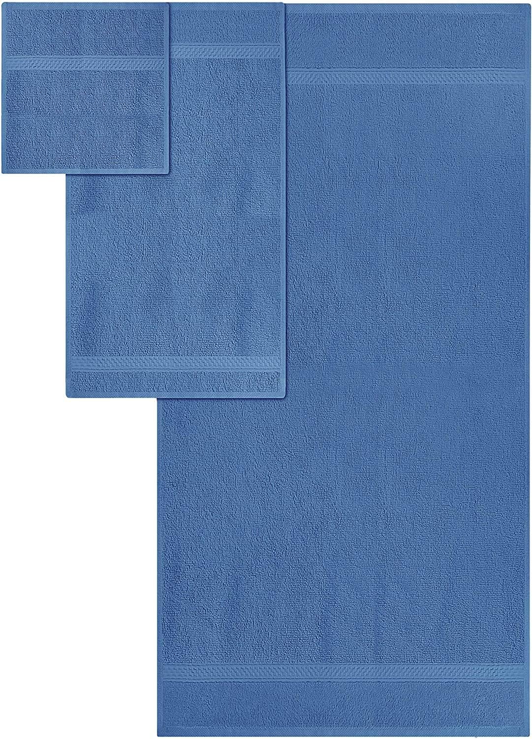 SIMPLI-MAGIC Bath Towels Set, 2 Bath Towels, 2 Hand Towels, and 6 Washcloths (10 Piece Set), Ring Spun Cotton Highly Absorbent Towels for Bathroom, Shower Towel (Blue)