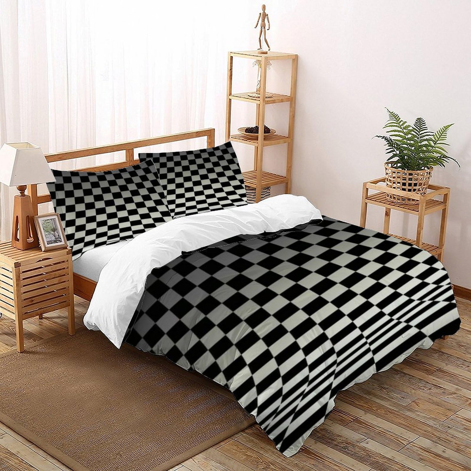 Housse de couette double anti-plis et facile à border pour lit deux places