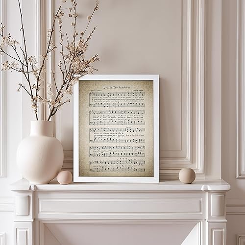 Miniatura 87 de Poster Master Póster vintage con texto en inglés «How Great Thou Art», impresión de partituras de música retro, arte de pared de himnario, regalo