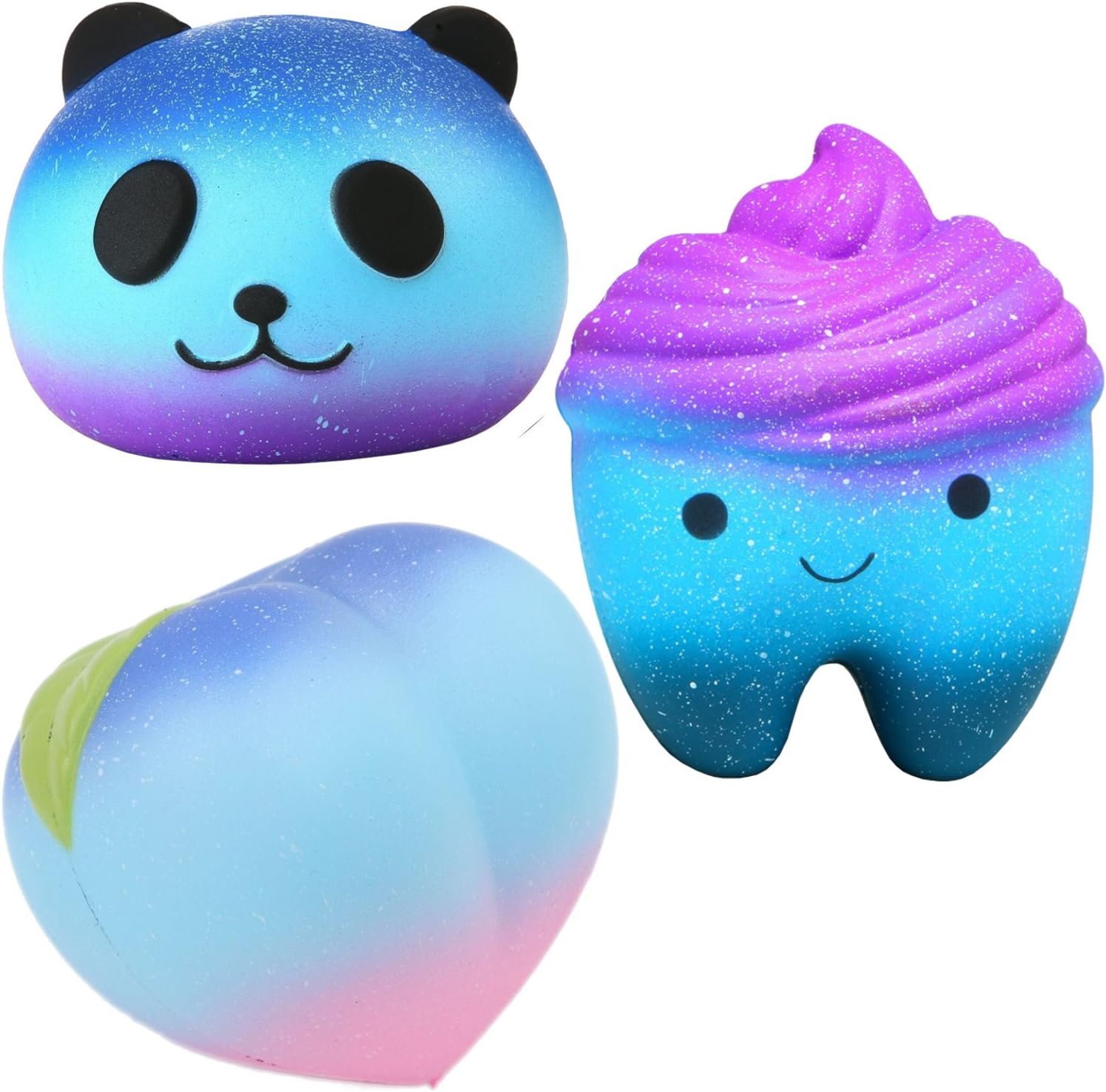 Desire Deluxe Jumbo Squishies Slow Rising Squishy Toys Scented Kawai Squishy's Pack 3 Set ( Tooth Peach Panda )