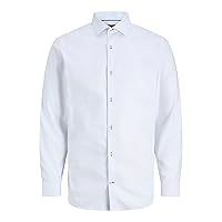 JACK & JONES Jprblaparker Detail L/S Shirt Noos, Bianco