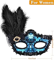 Vista 3 de SIQUK Juego de máscaras para parejas, máscara veneciana para fiesta