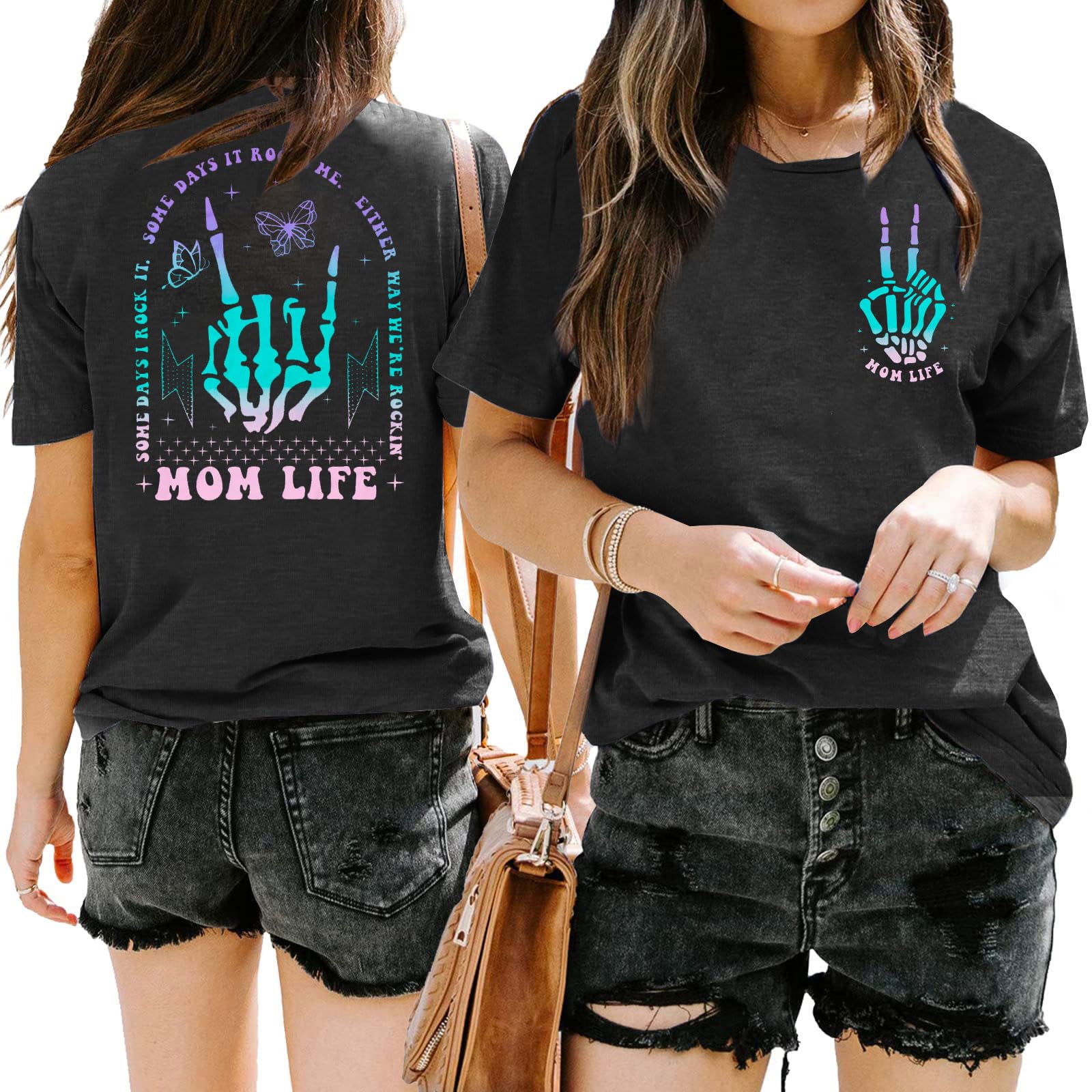 Mama Shirts Mom Life T-Shirts Women Some Days I Rock It Shirt Vintage Casual Short Sleeve Tops